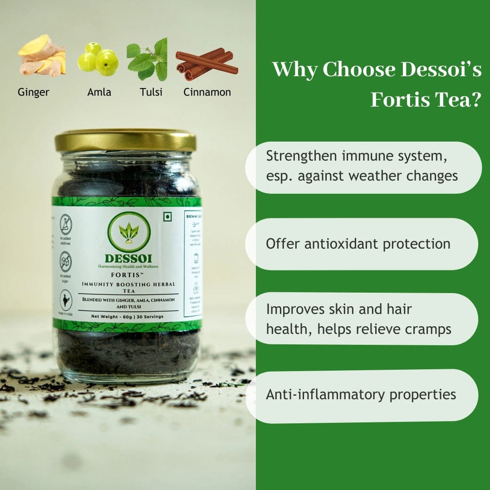 Fortis - Ginger Tulsi tea for improving immunity, fighting cold and viral